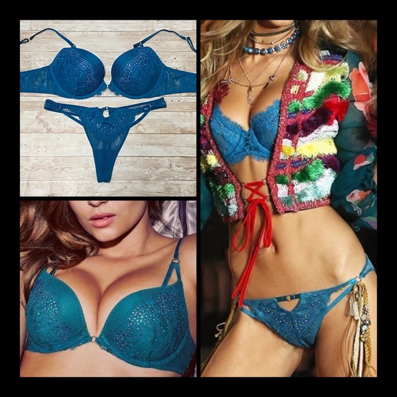 Victoria’s Secret Limited Edition Fishnet Lace Pushup Bra and Thong Set - Picture 1 of 16